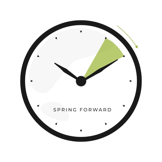 spring time change illustration with flowers and clock