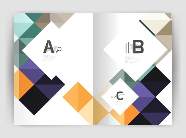 square annual report brochure a4 print template with sample option text infographics
