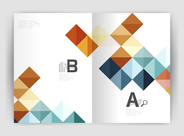 square annual report brochure a4 print template with sample option text infographics