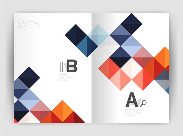 square annual report brochure a4 print template with sample option text infographics