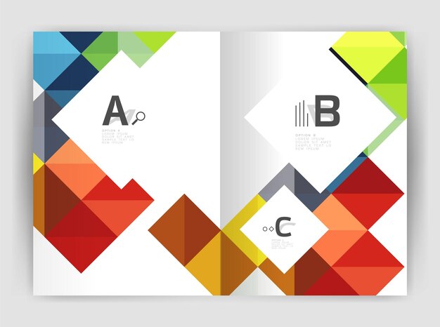 square annual report brochure a4 print template with sample option text infographics