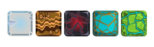 square frame or button icon for app design vector set game interface element