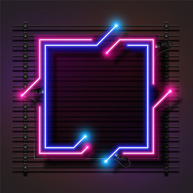 Square light neon banner 