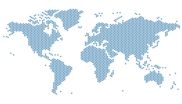 square shape world map on white background