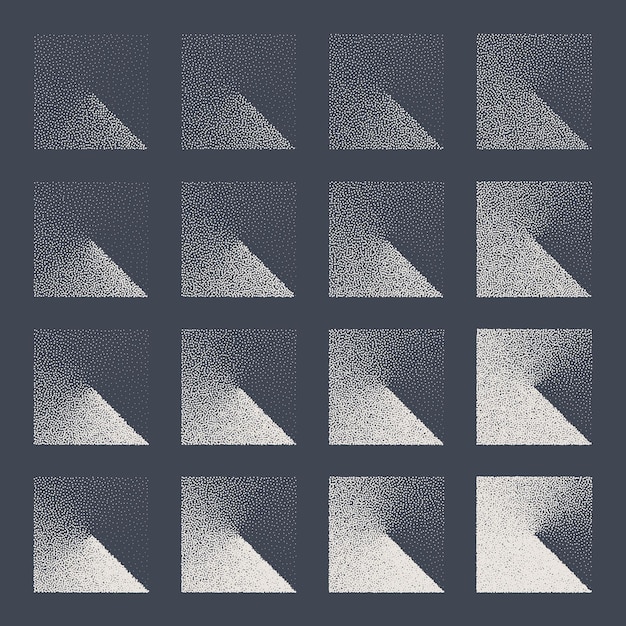 Square shaped dotted objects stipple elements fading gradient stippling dotwork drawing shading