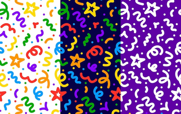 Squiggle line pattern abstract color doodle shapes