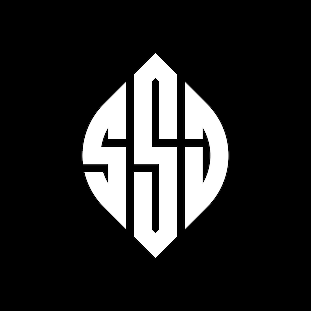 SSJ circle letter logo design with circle and ellipse shape SSJ ellipse letters with typographic style The three initials form a circle logo SSJ Circle Emblem Abstract Monogram Letter Mark Vector