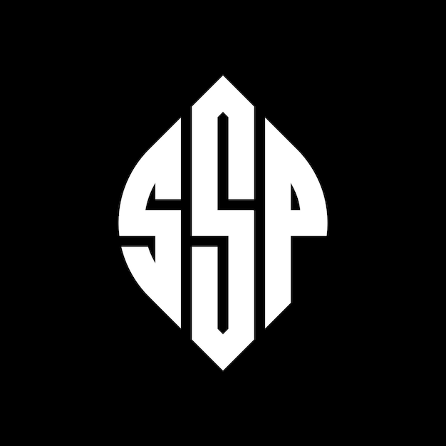 SSP circle letter logo design with circle and ellipse shape SSP ellipse letters with typographic style The three initials form a circle logo SSP Circle Emblem Abstract Monogram Letter Mark Vector