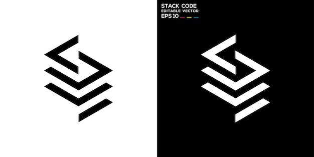 Stack code logo Storage layer paper coding technology Vector icon symbol design template EPS10