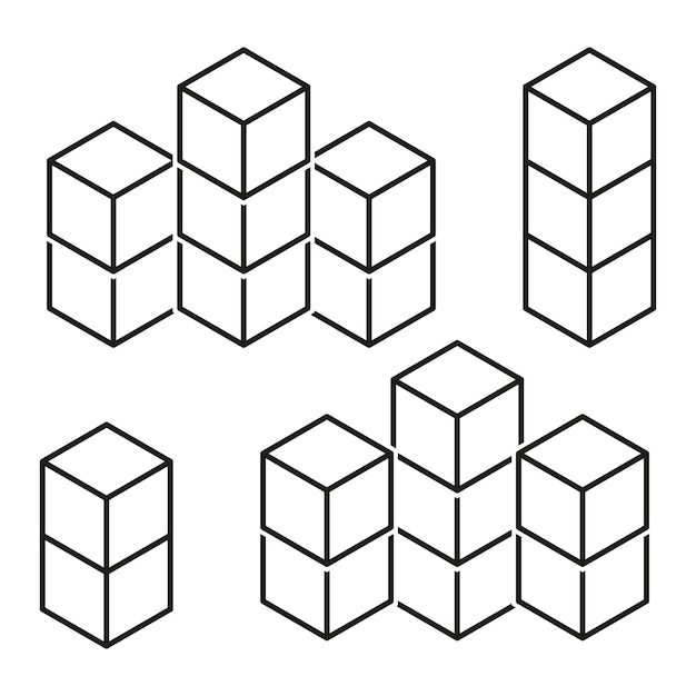 Stacked Cubes Geometric Vector Blocks 3D Isometric Design Modern Abstract Structure