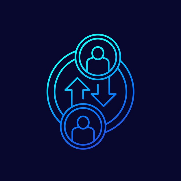 Staff rotation line icon vector
