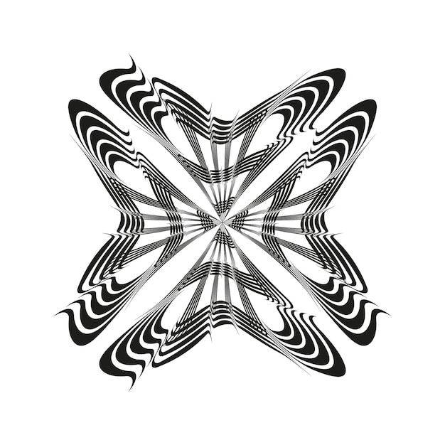 Starburst vector shape Geometric line ornament Optical abstract texture Black white symmetry