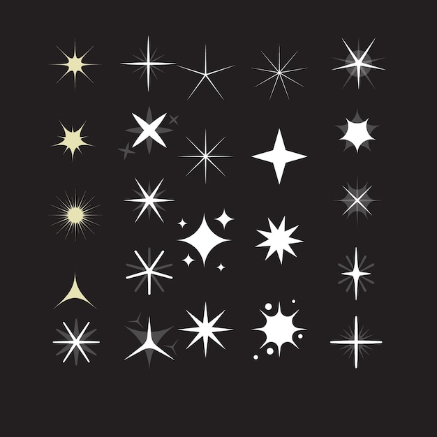 Stars set iconsShine icons Christmas vector symbols isolatedSparkle star icons drawn shining sta