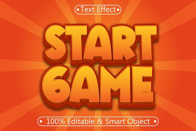 Start Game Editable Text Effect 3 Dimension Emboss Cartoon Style
