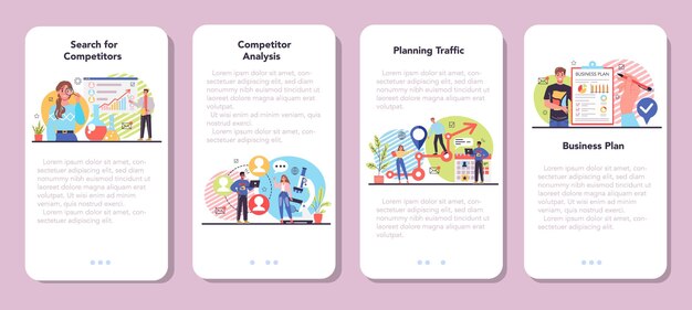 start up running mobile application banner set