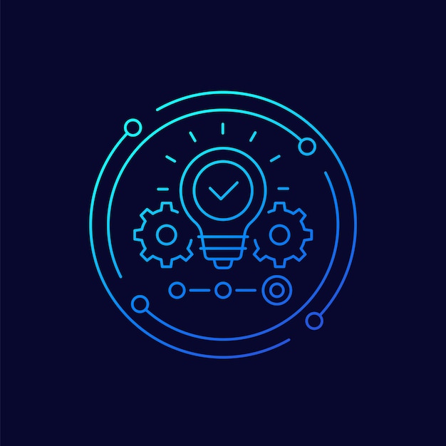 startup and entrepreneurship icon with a light bulb linear design