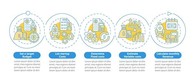 startup budgeting blue circle infographic template