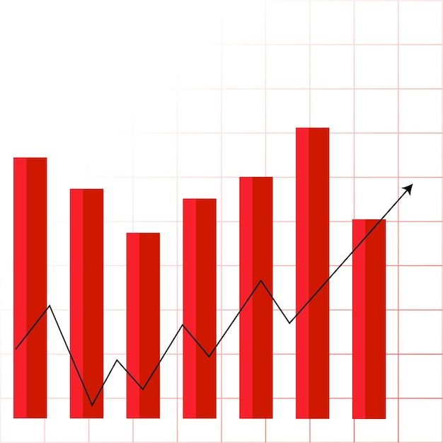 Statistical analysis graph in red color on white background