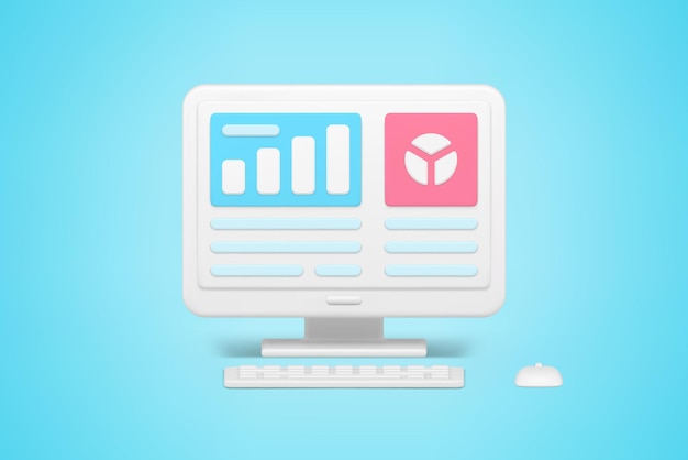 statistical charts in online application 3d icon infographic analysis marketing