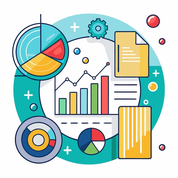 statistics icon collection vector and illustration containing graph