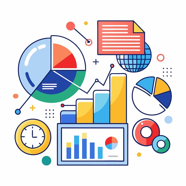 Statistics icon collection Vector and illustration Containing graph