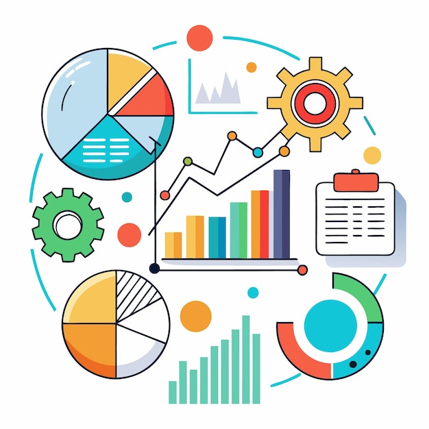 statistics icon collection vector and illustration containing graph