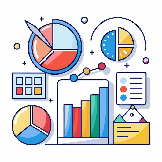 statistics icon collection vector and illustration containing graph