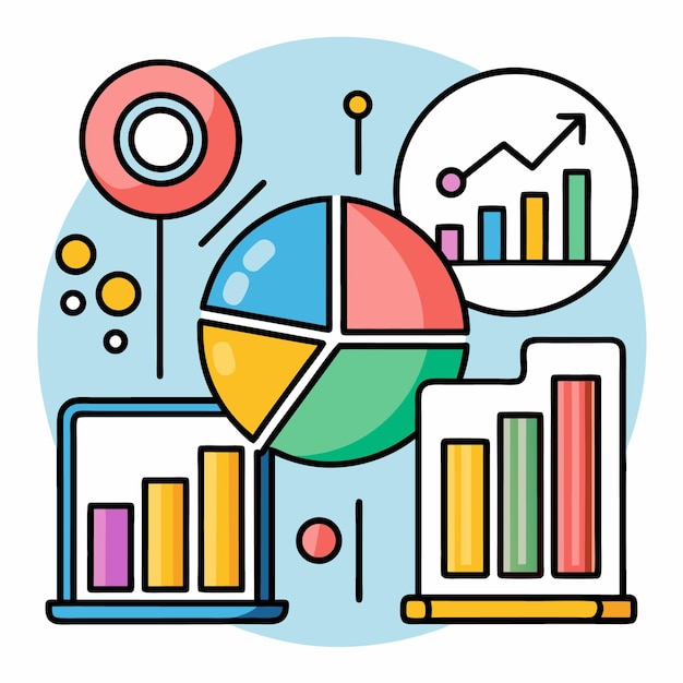 statistics icon collection vector and illustration containing graph