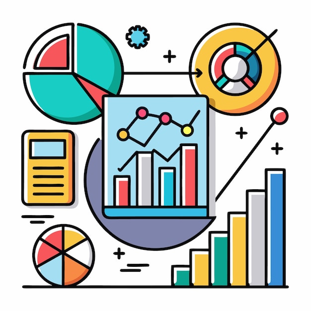 statistics icon collection vector and illustration containing graph