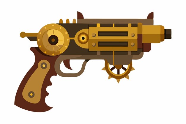 Steampunk Mechanical Design gun vector on white background