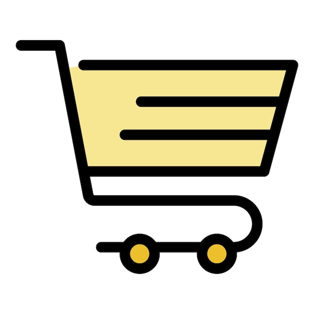 Steel shop cart icon Outline steel shop cart vector icon color flat isolated