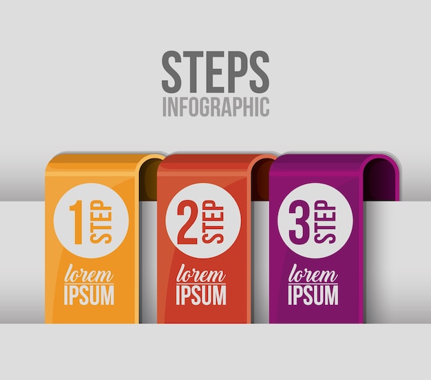 steps icon. infographic data information and options theme. colorful design. vector illustration