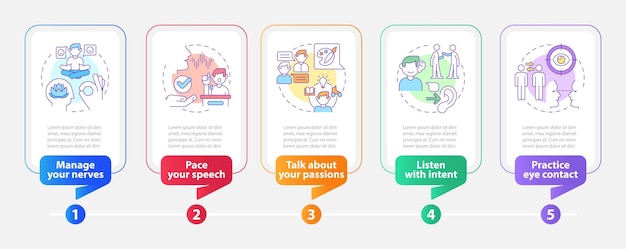 Steps to charisma rectangle infographic template