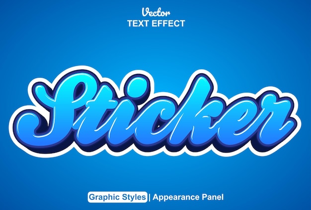 sticker text effect with blue color graphic style editable