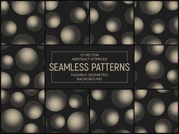 stippled spheres abstract seamless patterns set