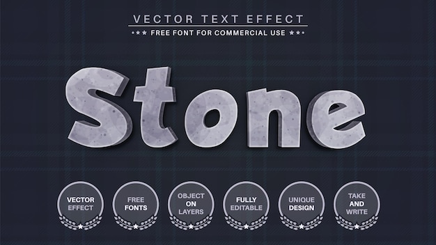 Stone grunge edit text effect editable font style