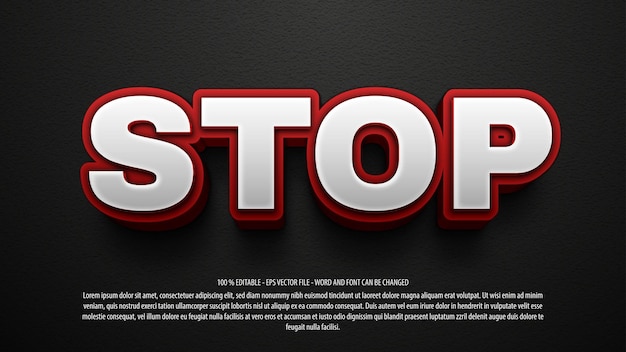 stop editable text effect template 3d style