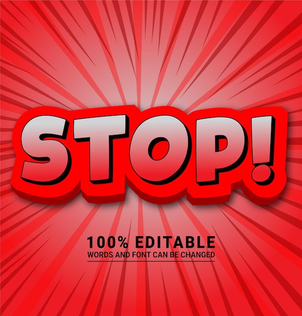 stop editable text effect vector