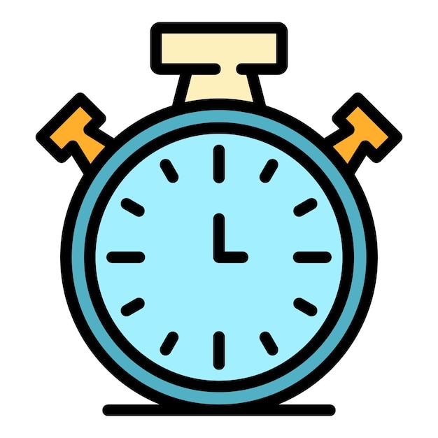 Stopwatch icon Outline stopwatch vector icon color flat isolated