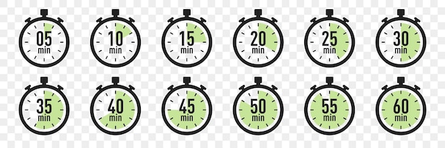 Stopwatch icons collection in a flat design Vector illustration