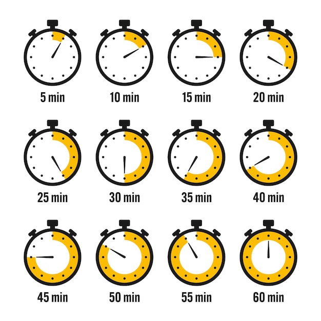 stopwatch icons colorful simple chronometer time counter with dial countdown timer showing hours and
