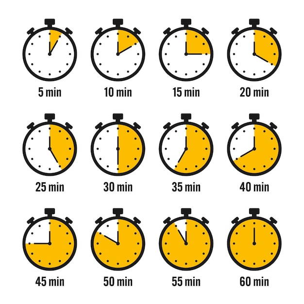stopwatch icons colorful simple chronometer time counter with dial countdown timer showing hours and