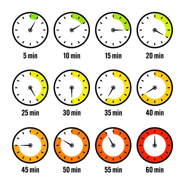 stopwatch icons colorful simple chronometer time counter with dial countdown timer showing hours and