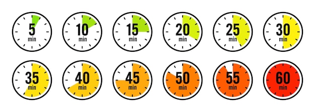 stopwatch icons colorful simple chronometer time counter with dial countdown timer showing hours and