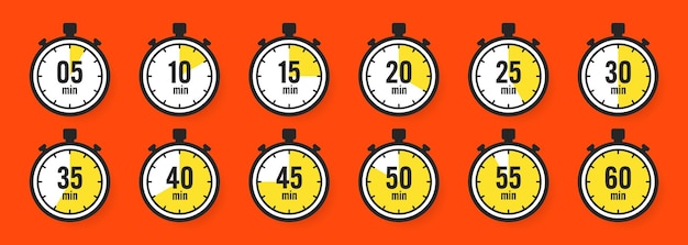 stopwatch icons colorful simple chronometer time counter with dial countdown timer showing hours and