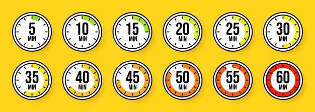 stopwatch icons colorful simple chronometer time counter with dial countdown timer showing hours and