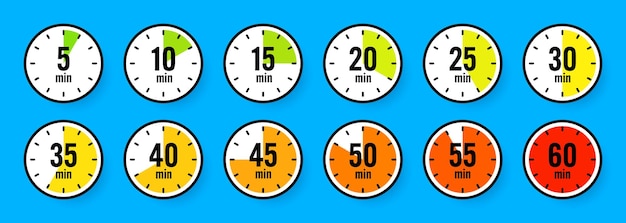 stopwatch icons colorful simple chronometer time counter with dial countdown timer showing hours and