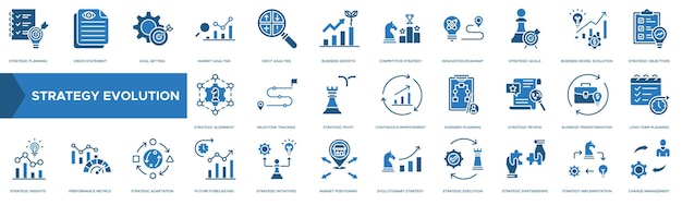 Strategy Evolution icon Strategic Planning Vision Statement Goal Setting Market Analysis