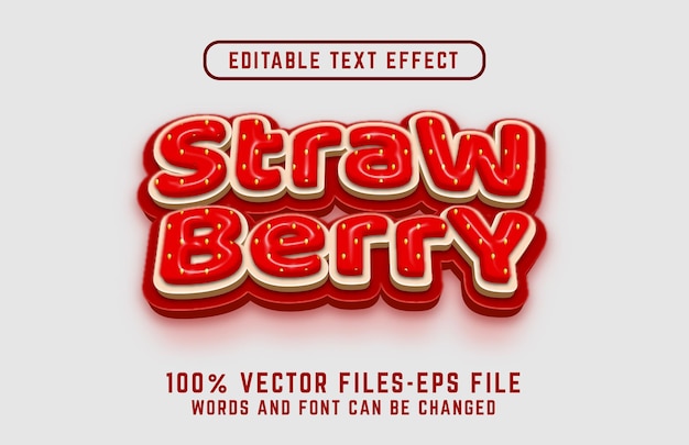 Strawberry 3d text editable text effect premium vectors