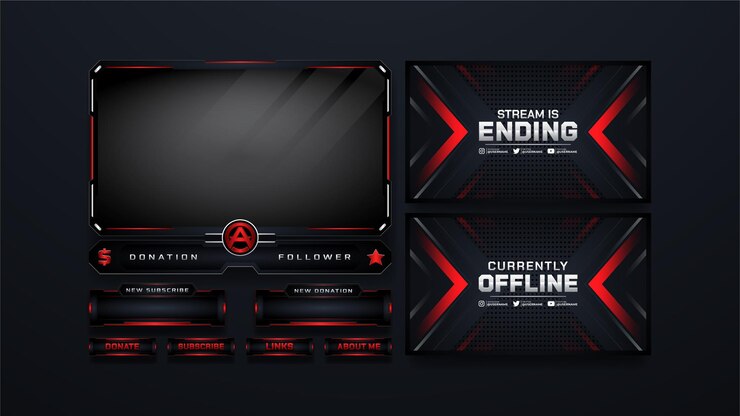Vector stream overlay template for live streamer and gamer